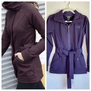 The North Face Women's Avery Mock Neck Belted Fleece Jacket in Purple Size XS